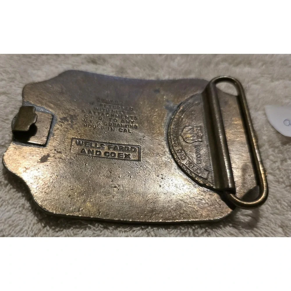 Vintage Wells Fargo & Co Folsom Brass Belt Buckle Old West Gambling Saloon 9